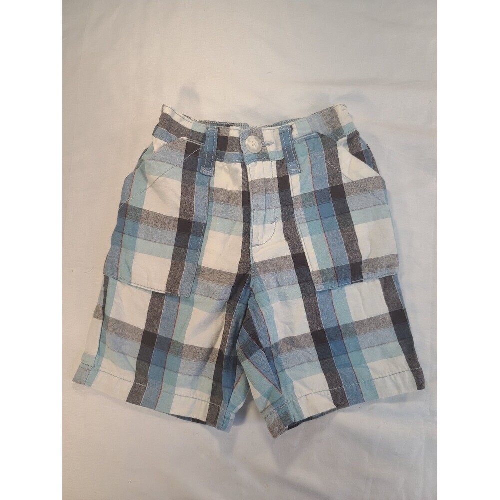 Old Navy Baby Boys 18-24 Months Blue Plaid Cargo Shorts